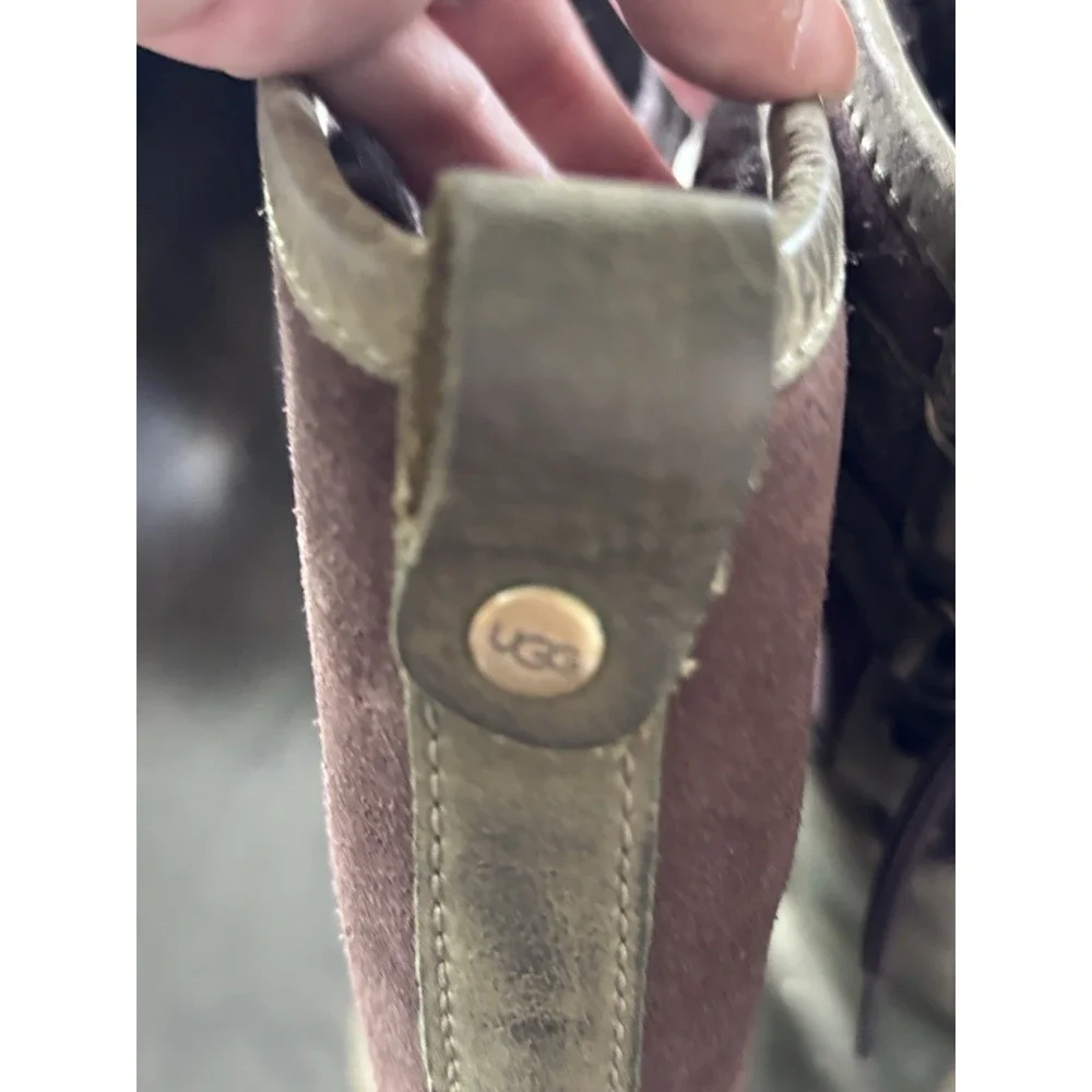 UGG Waterproof Knee High Leather Snow Boots Olive Brown Lace Up Women's 8.5